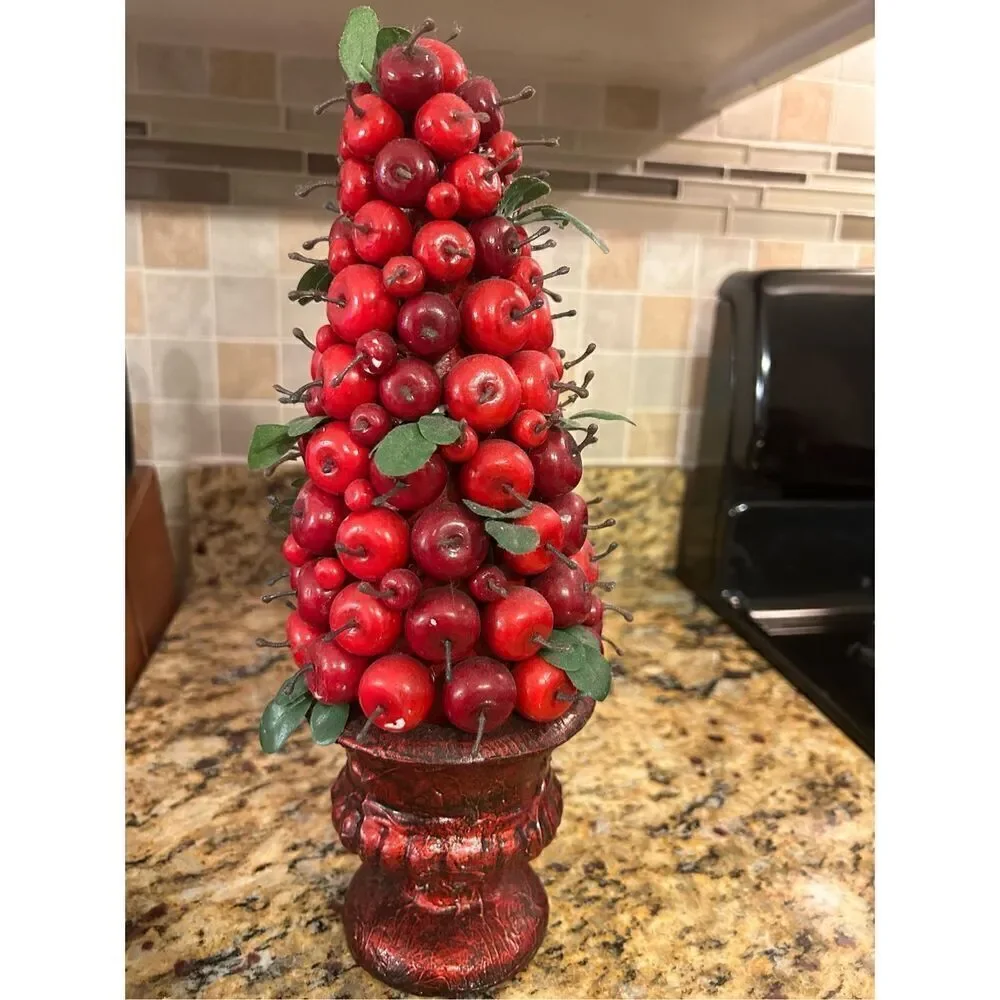 Rooster Decor lazy Susan vase and cherry tree